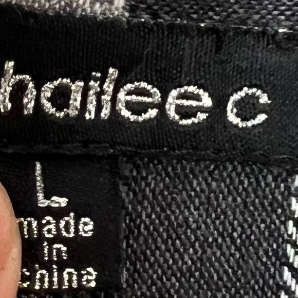 Hailee C Black Tan White Plaid Long Sleeve Buttondown Shirt Size Large - Picture 8 of 9